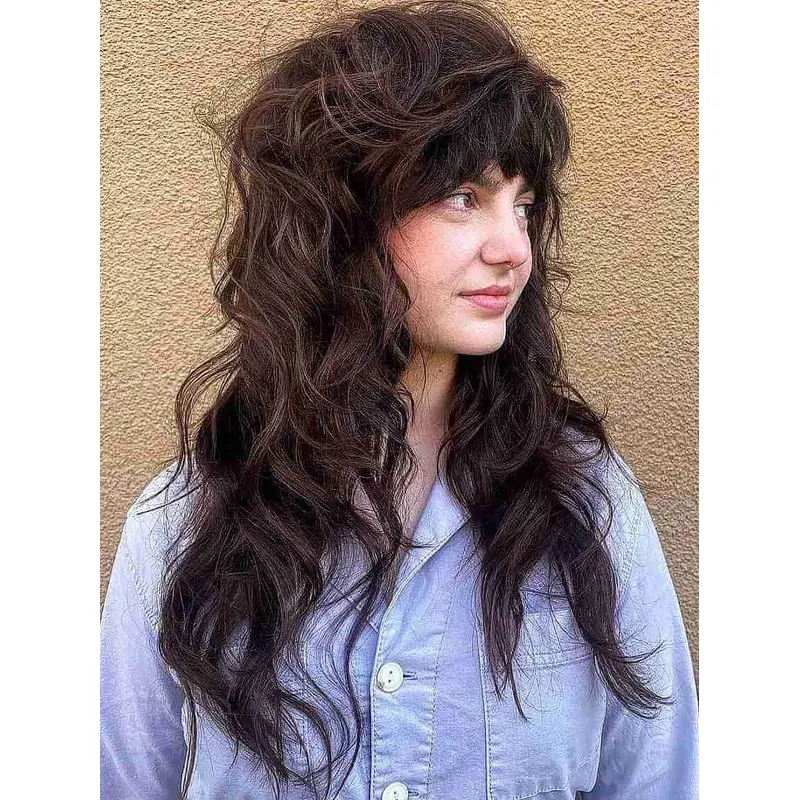 Extra Long Black Wig Wavy Monofilament 22" Wigs