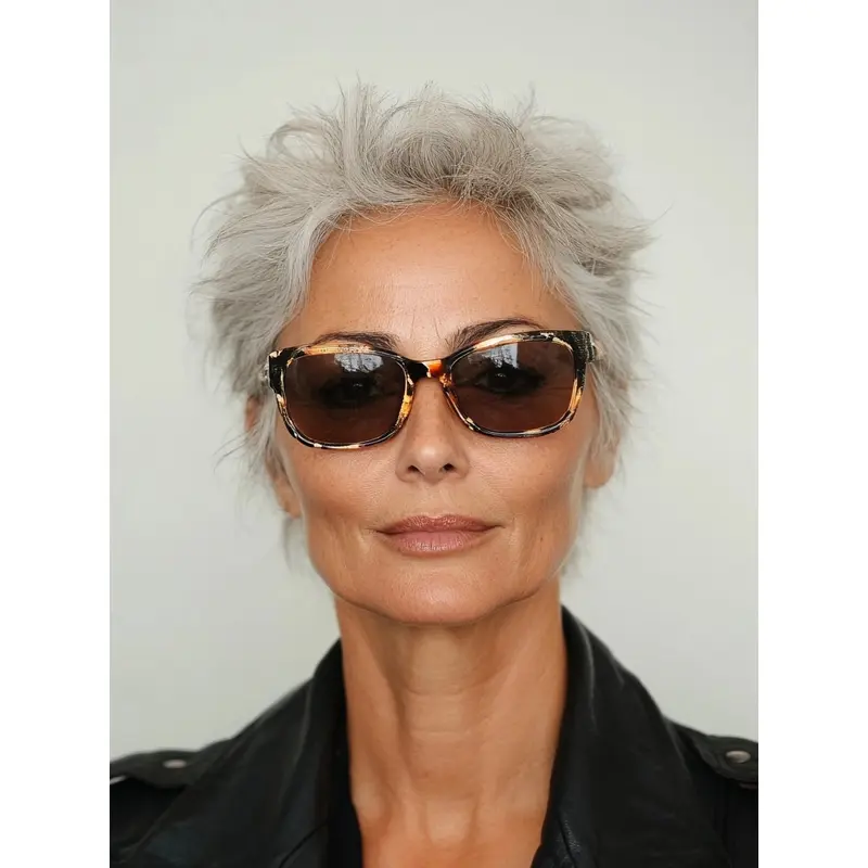 Grey Wig Synthetic Boycuts 6" Straight Lace Front Short Wigs
