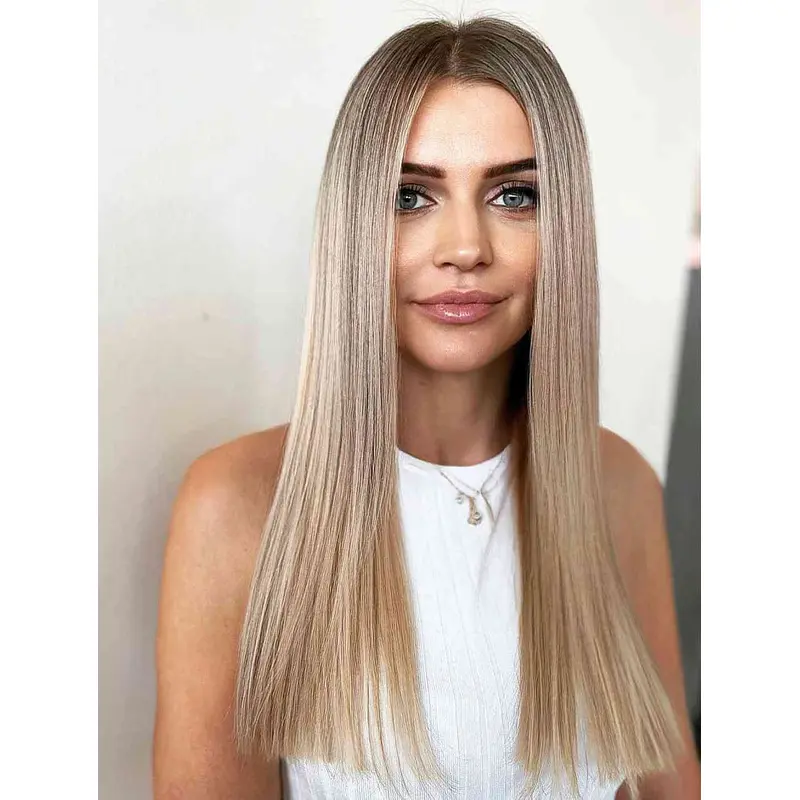 Long Straight Wigs Blonde Lace Without Bangs Wigs Synthetic Long Hair Wigs