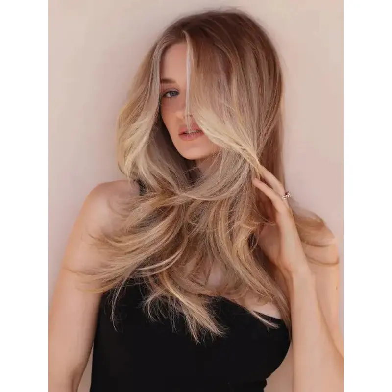 Wigs Blonde Long Synthetic Wavy Lace Front Wig Long Layered Wigs