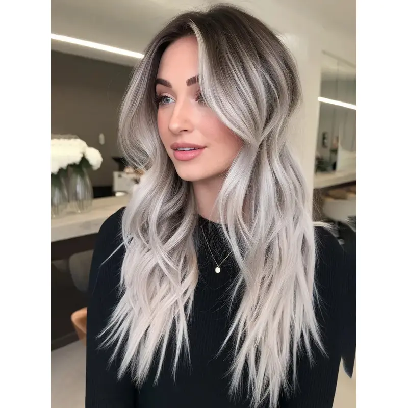 Extra Long Wig Ombre/2 tone Wavy 22" Without Bangs Wigs