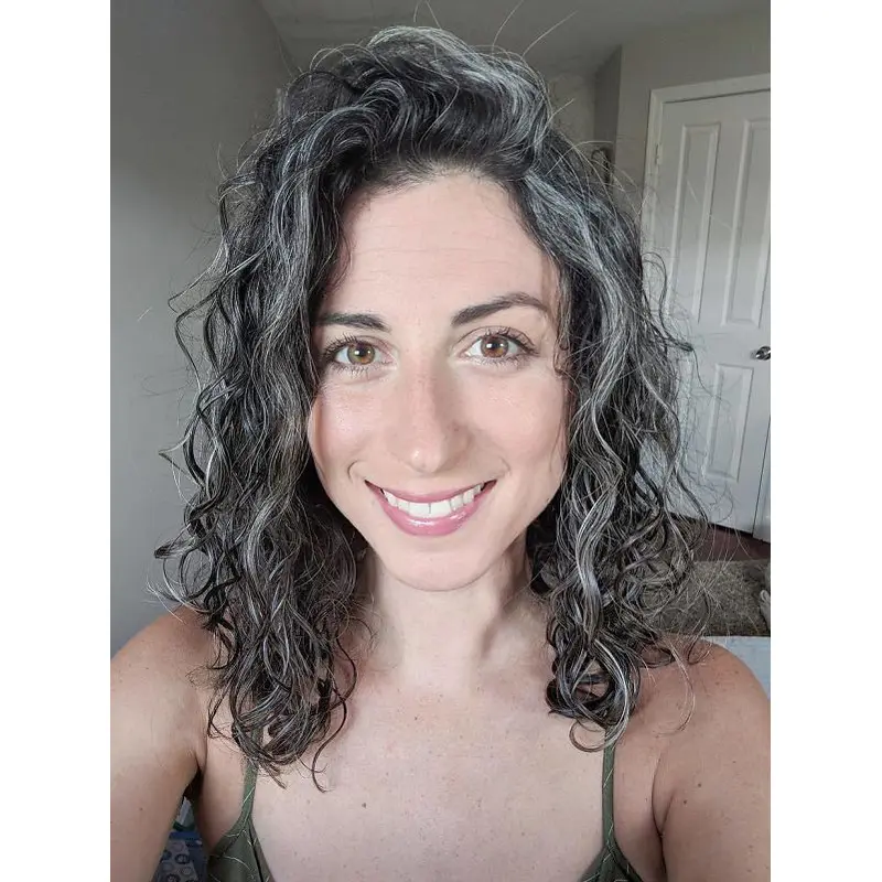 Grey Wigs Older Women 16" Layered Curly Synthetic Wigs