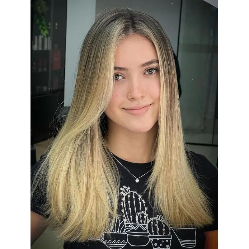 Long Blonde Wig Without Bangs Lace Front Wigs Synthetic Straight Long Wigs