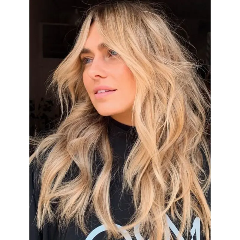 Long Blonde Wigs Synthetic Wavy Balayage Wigs Long Layered Wigs