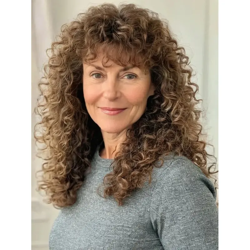 Long Brown Wig 16" Lace Front With Bangs Wigs