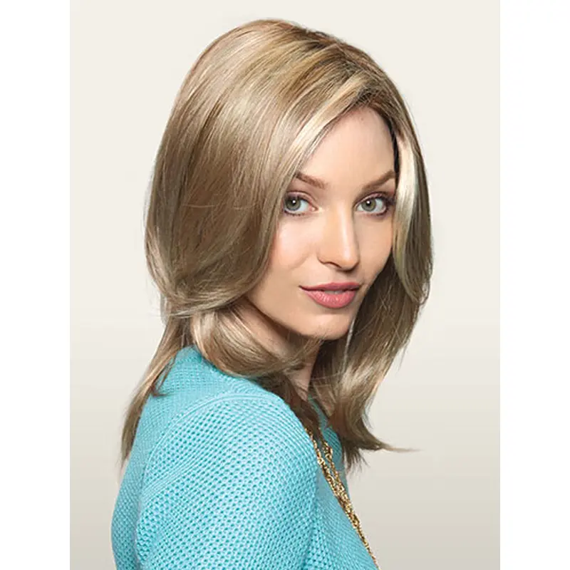 Traditiona Blonde Monofilament Synthetic Long Wigs
