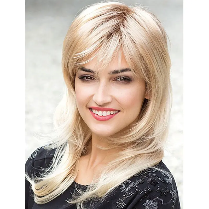 Unique Blonde Monofilament Synthetic Long Wigs