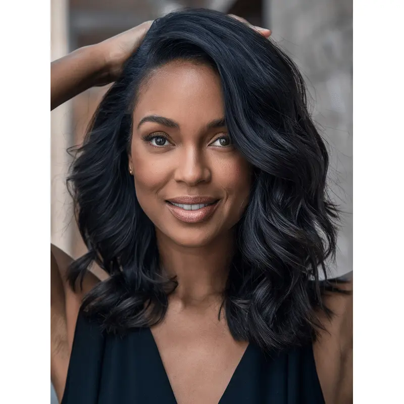 African American Wigs For Black Women 16" Remy Human Hair Wigs