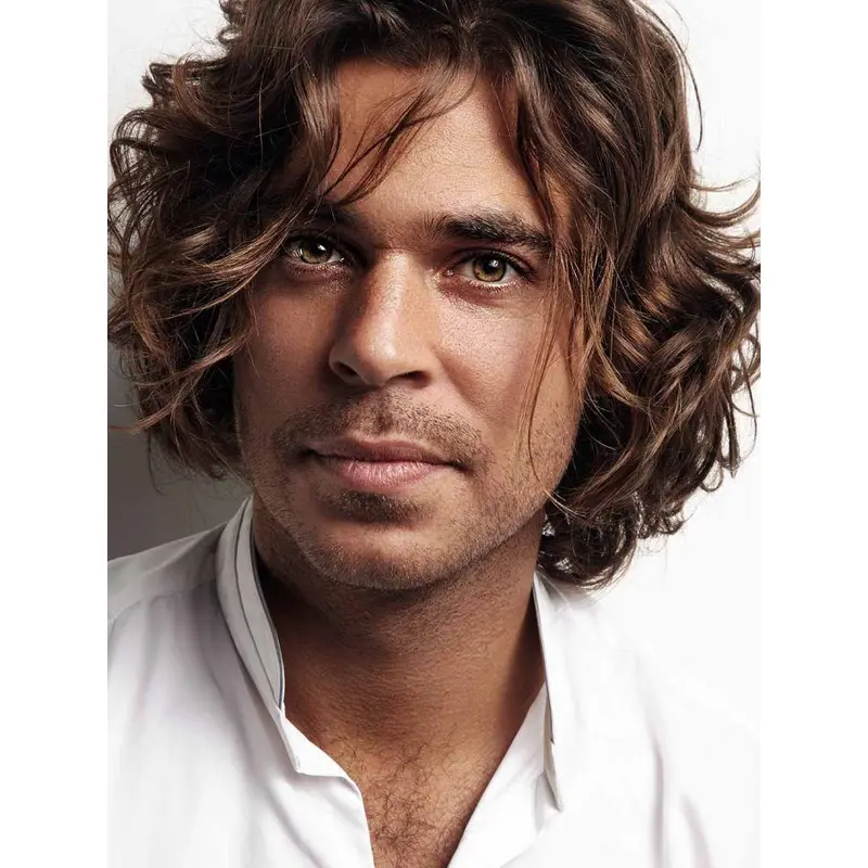 Auburn Mono Part Straight Long Remy Human Hair Bob Mens Wigs