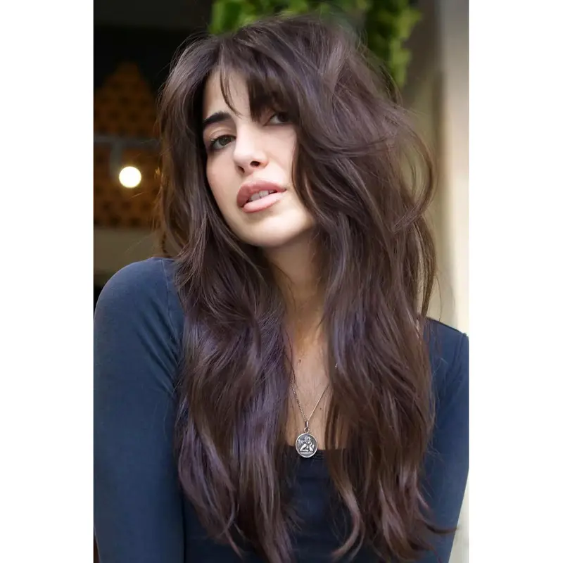 Long Hair Wigs Lace Front Layered Wigs Synthetic Wavy Wigs
