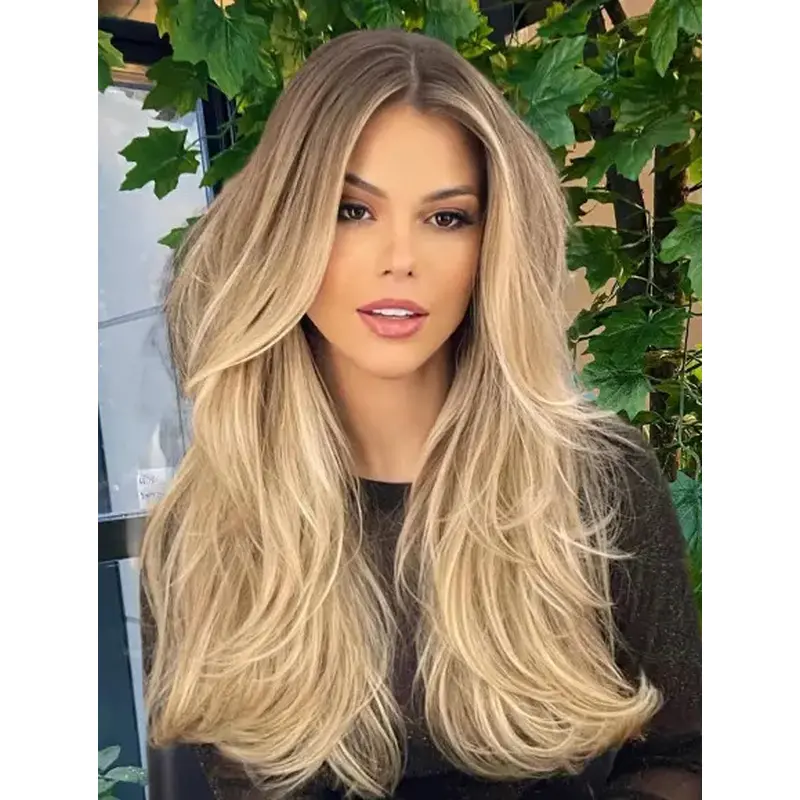 Wigs Blonde Long Synthetic Wavy Lace Front Wig Long Layered Wigs