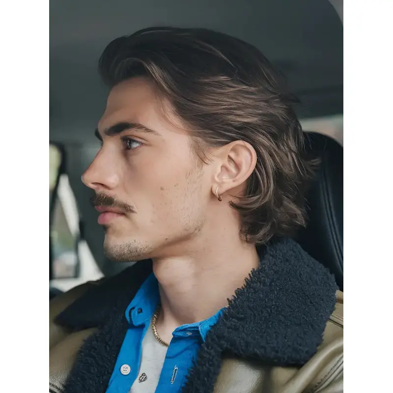 Wigs For Bald Men Brown Short 8" Wavy Layered Wigs