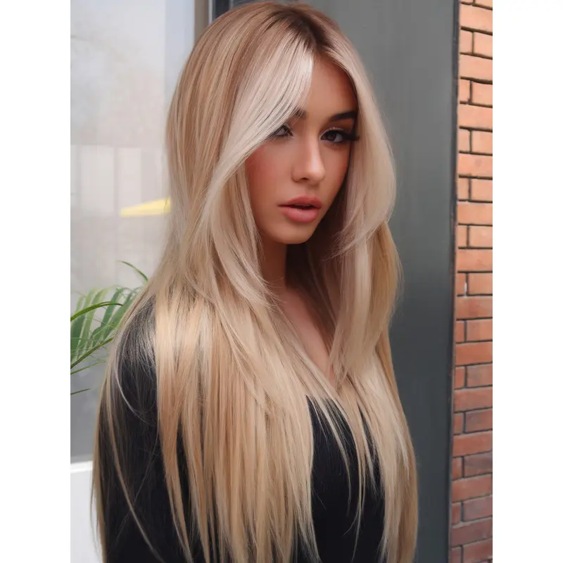 Extra Long Blonde Wig 24" Lace Front Layered Wigs