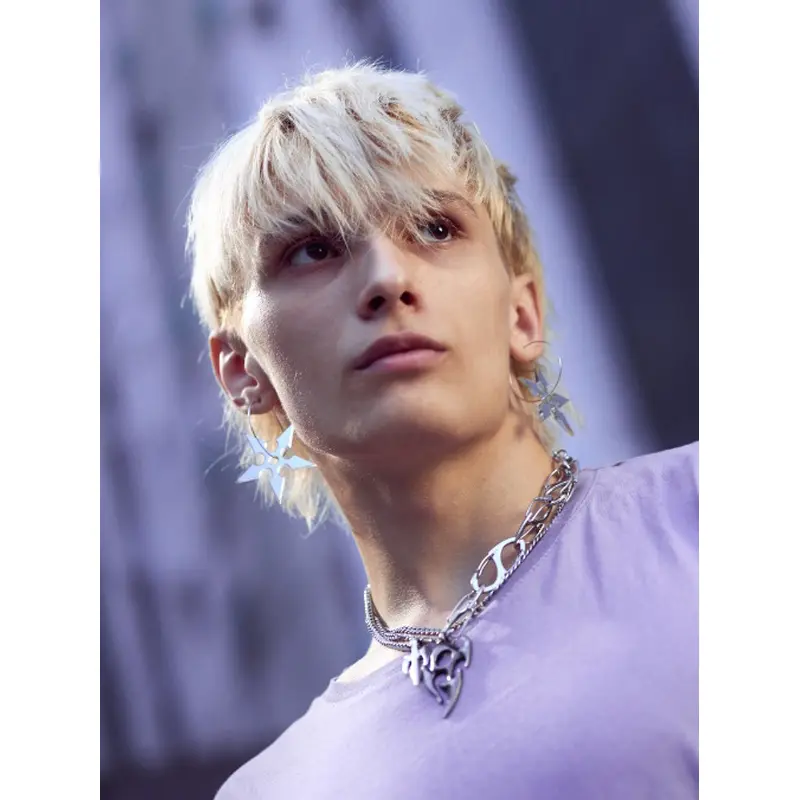 Human Hair Male Wigs With Bangs Straight 6" Short Wigs