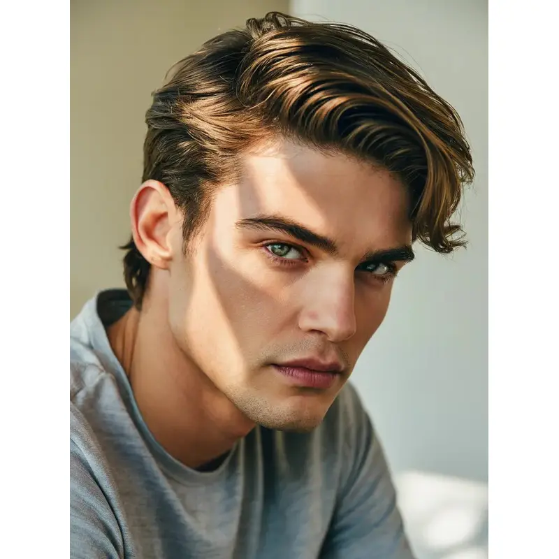 Mens Hair Wigs 6" Short Monofilament Layered Ombre Tone Wigs