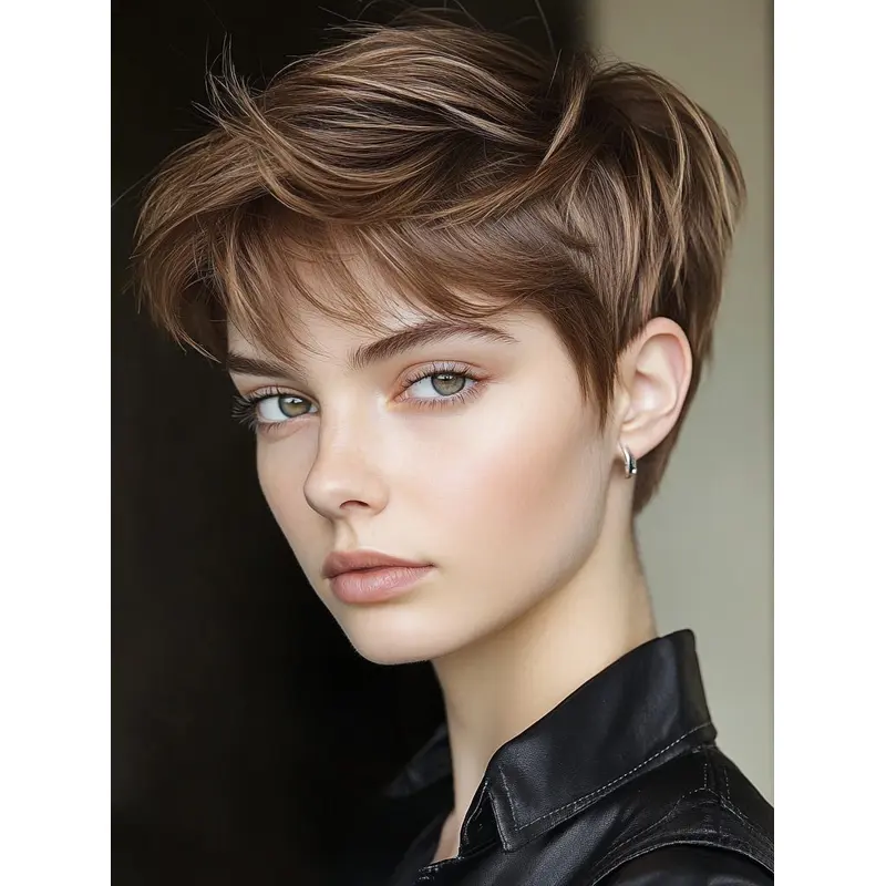 Short Natural Hair Wigs Lace Front Boycuts Brown 6" Straight Wigs