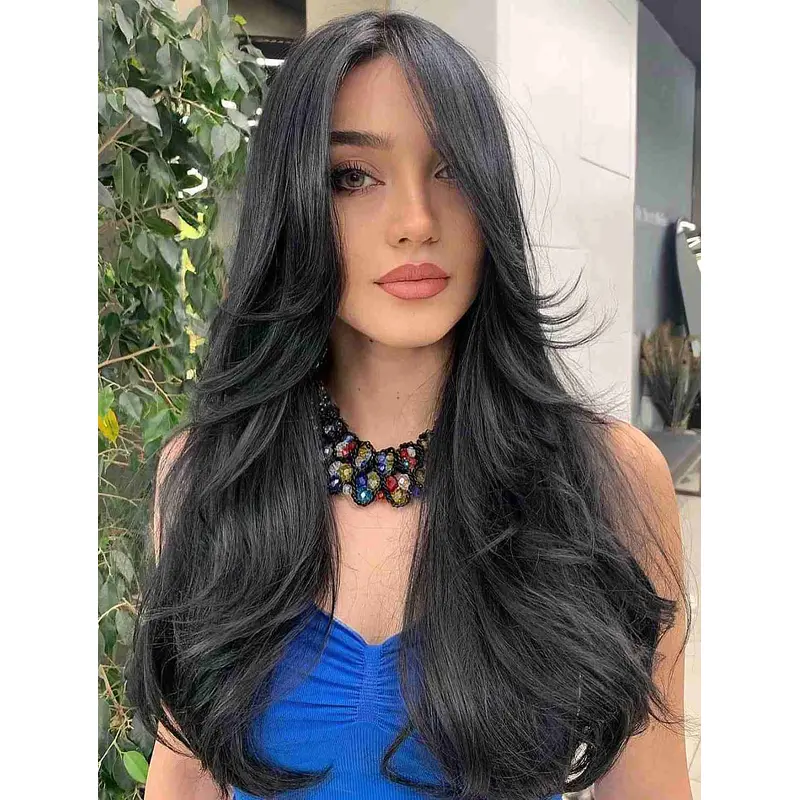 Wigs Long Hair Layered Wavy Wigs Synthetic Lace Front Wigs