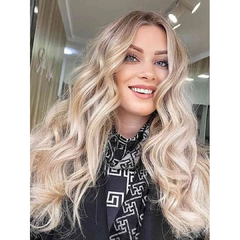 Blonde 18" Monofilament Long Wavy Wig