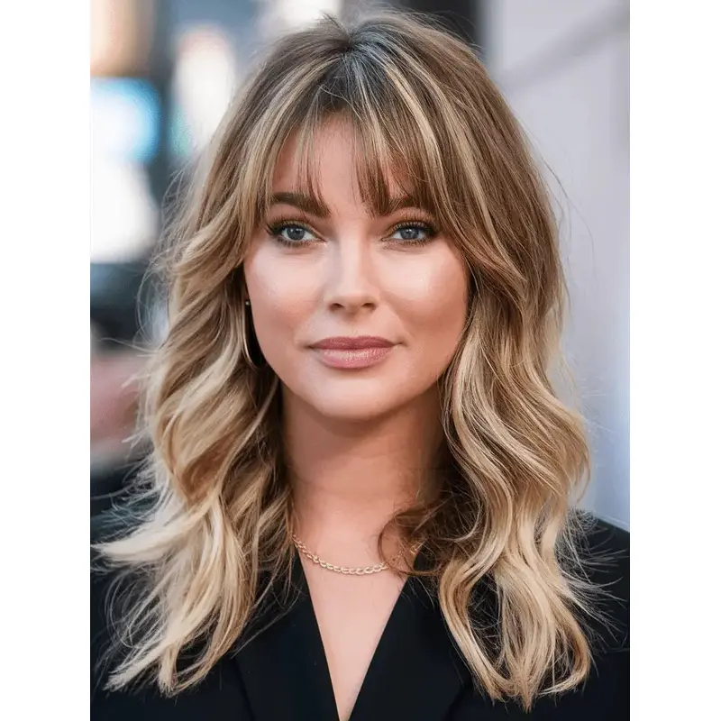 Layered Monofilament 16" Human Hair Long Blonde Wig