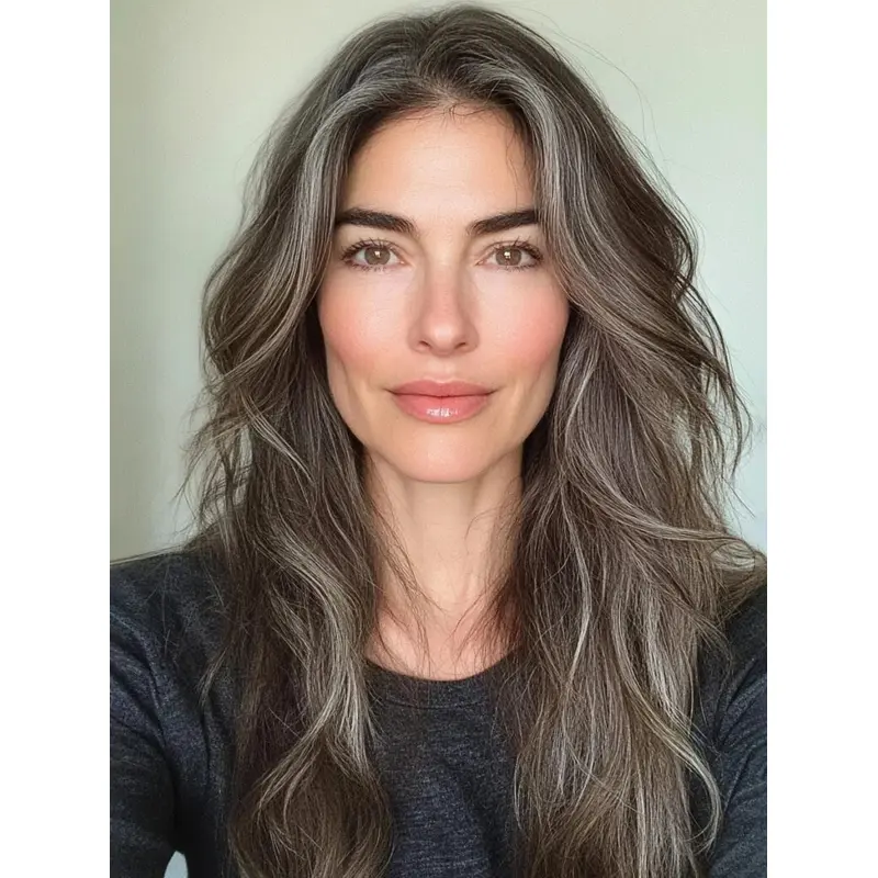 Long Grey Wigs Wavy Synthetic Lace Front Layered 20" Wigs