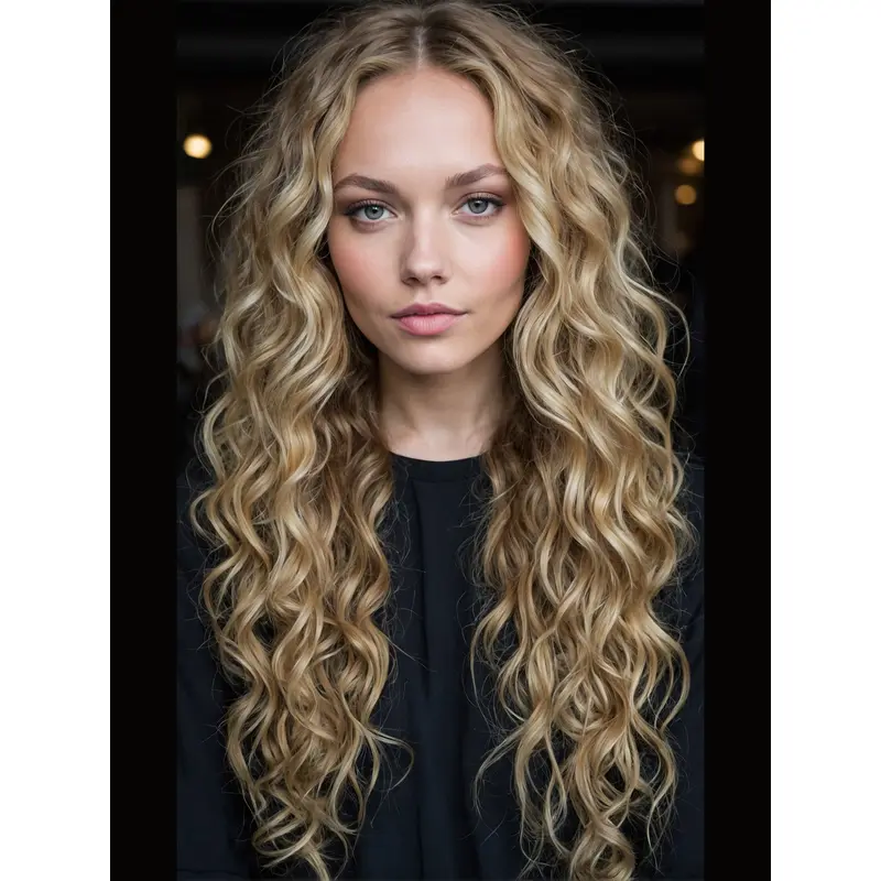 Remy Human Hair 20" Monofilament Long Blonde Curly Wig