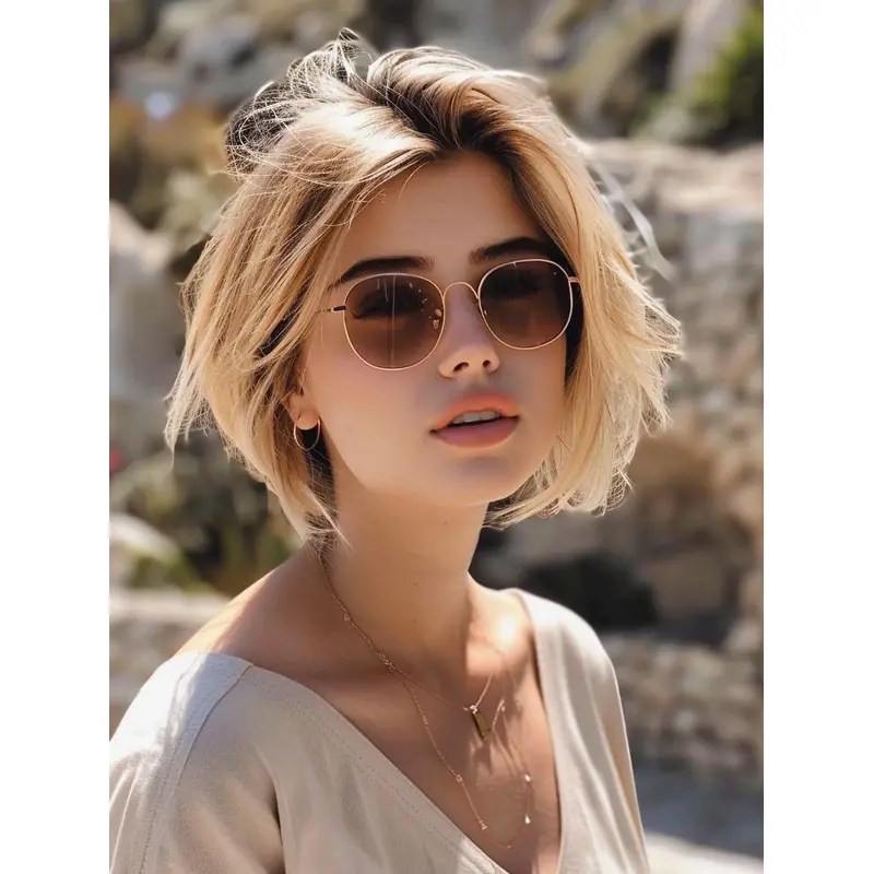 Synthetic Short Wigs Straight Bobs Monofilament 8" Blonde Wigs