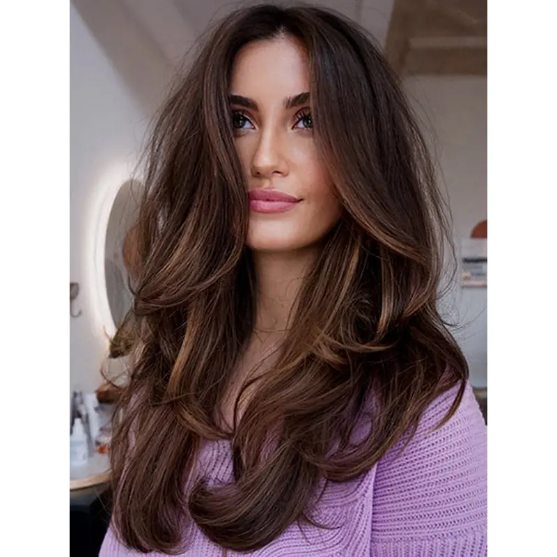 Wavy 18" Synthetic Long Brown Wig