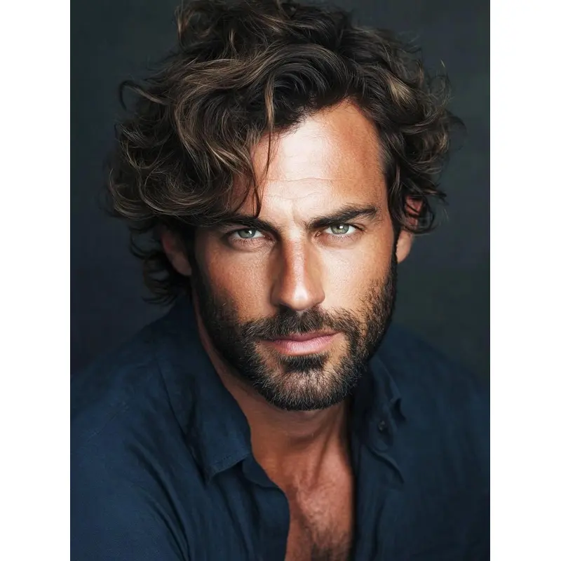 Realistic Wigs Men Layered 6" Curly Brown Short Wigs