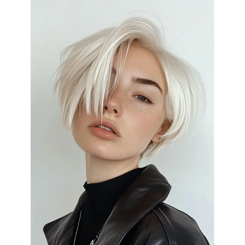 Short Hairstyle Wigs Bobs Monofilament 8" Silver Straight Wigs