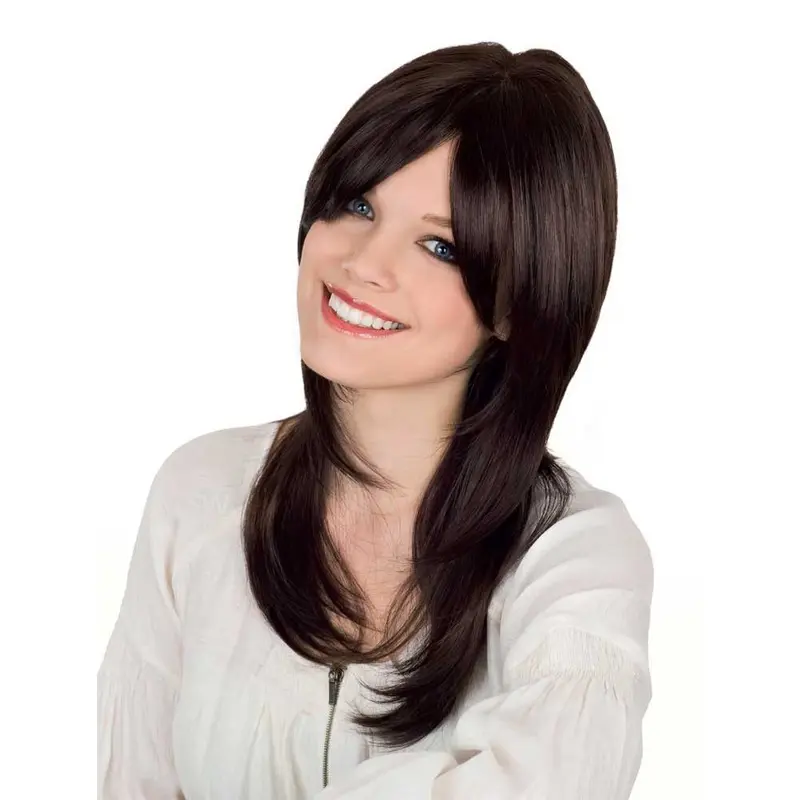 Flexibility Brown Straight Long Synthetic Wigs
