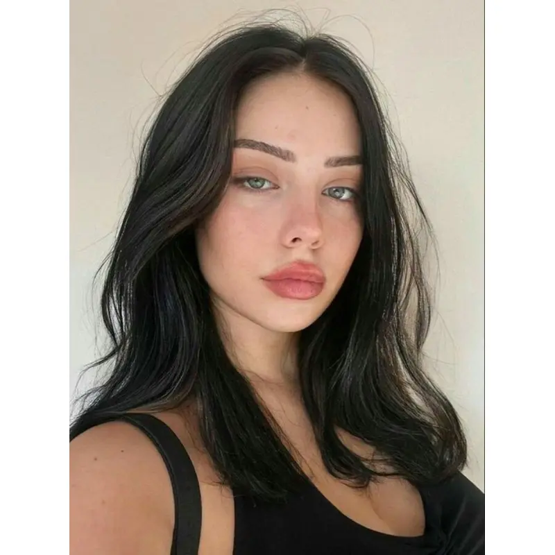 Synthetic Monofilament 16" Long Straight Black Wigs