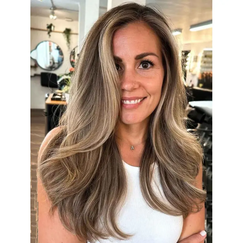 Wigs Human Hair Long Ombre/2 tone Wavy 18" Without Bangs Wigs