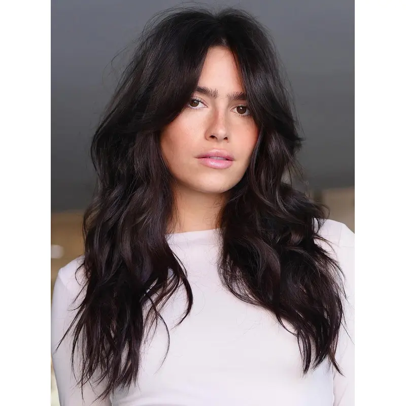 Black Long Wigs 20" Monofilament Layered Synthetic Wigs