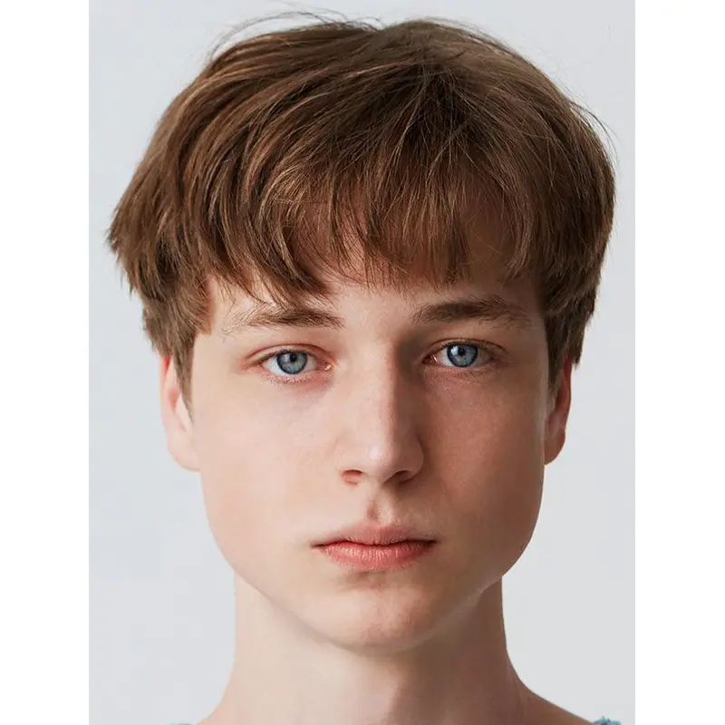 Blonde Monofilament Top Straight Short Remy Human Hair Modern Men Wigs
