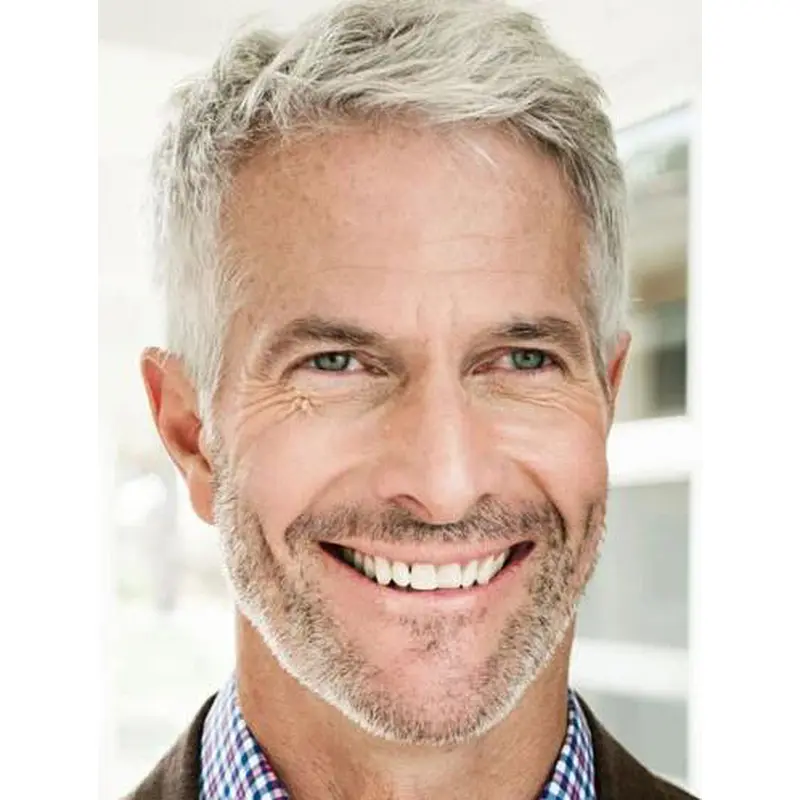 Blonde Capless Straight Short Remy Human Hair Natural Messy Tapered Sides Men Wigs