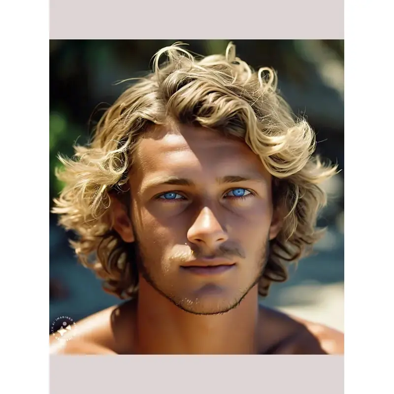 Male Blonde Wigs Layered Synthetic Wavy 8" Wigs