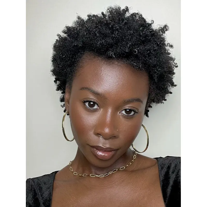 Real Human Hair Wigs African American Black Kinky 6" Wigs