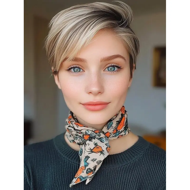 Short Hair Wigs Human Hair Straight 6" Boycuts Blonde Monofilament Wigs