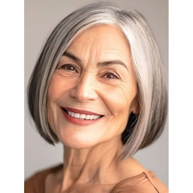 Grey Short Wig 10" Monofilament Synthetic Wigs