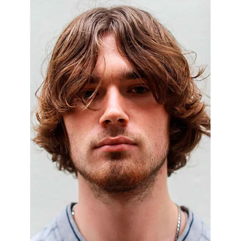 Mens Full Human Hair Wigs Blonde Lace Front Short Wavy Wigs