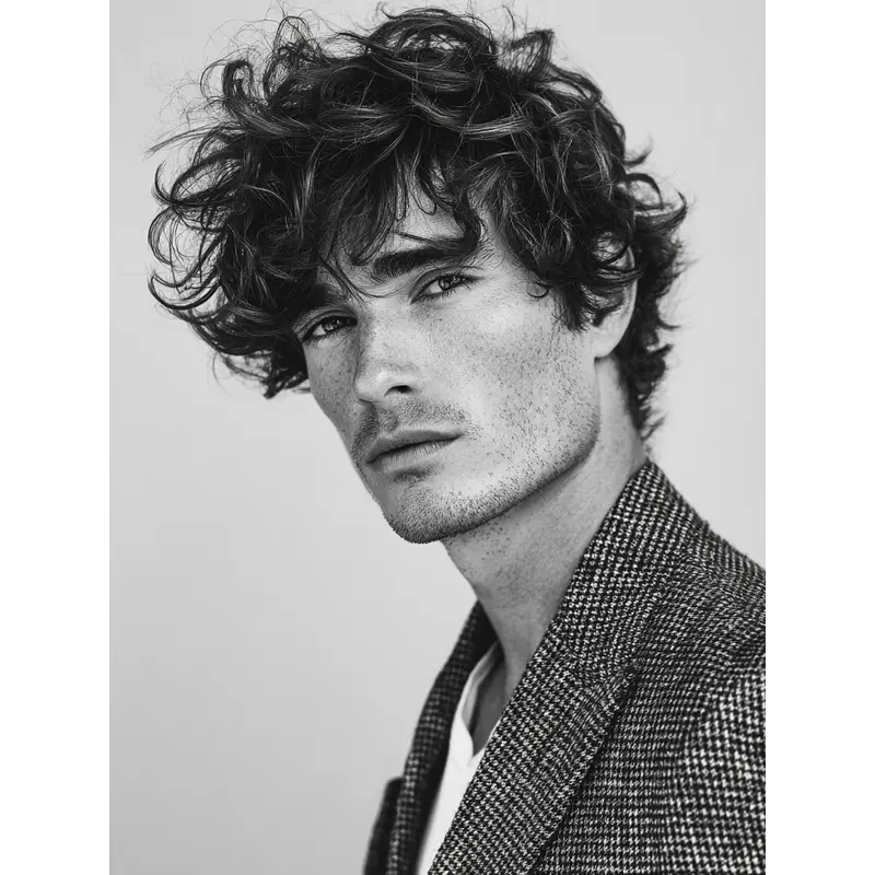 Real Hair Mens Wigs Black Wavy Short Monofilament Wigs