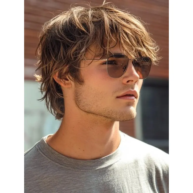 Real Looking Wigs For Men Blonde Straight Short Monofilament Wigs