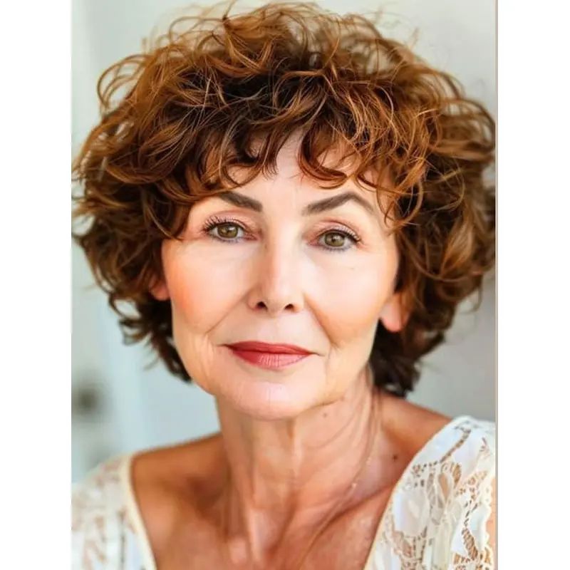 Short Curly Wigs For Women 8" Copper Synthetic Wigs