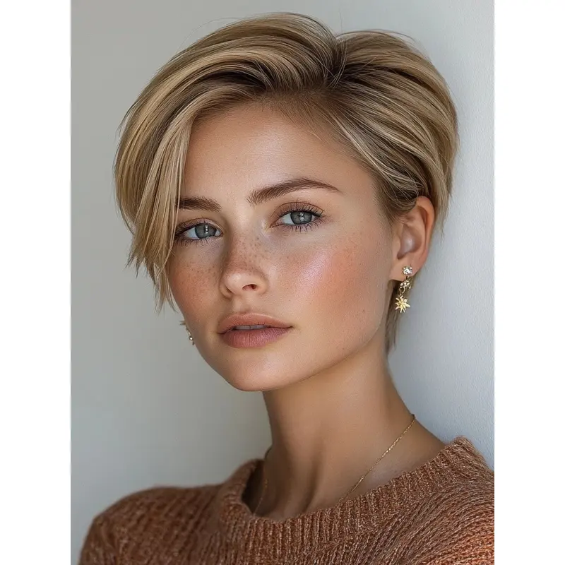 Short Hair Wig Blonde Synthetic Lace Front Boycuts Straight 6" Wigs