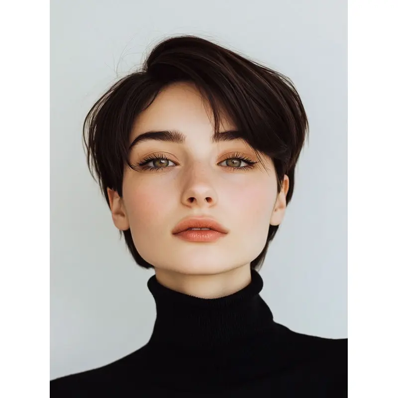 Black Short Wigs Synthetic Boycuts Straight 8" Monofilament Wigs