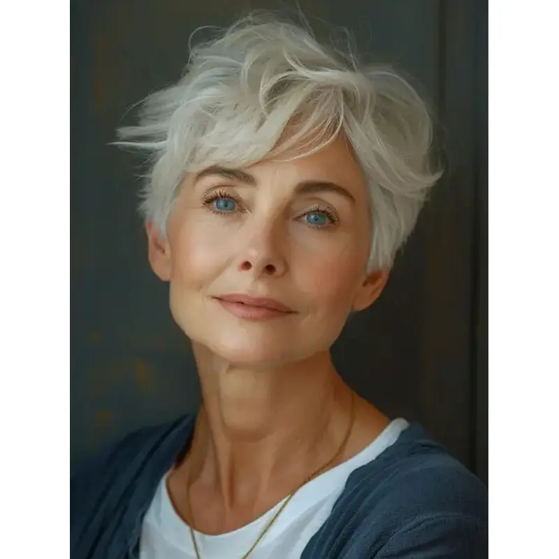 Grey Hair Short Haircuts Boycuts Wavy Lace Front Wigs