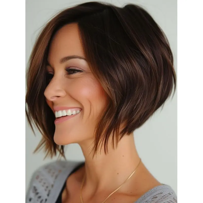 Short Brown Hair Wig Monofilament Without Bangs 8" Wigs