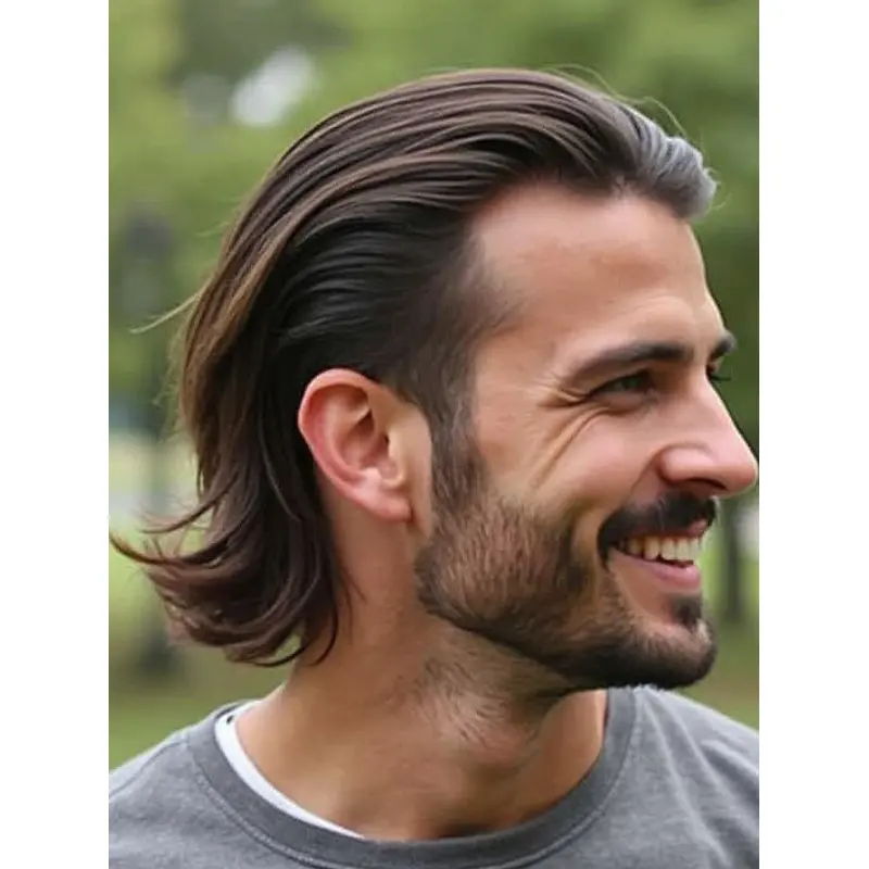 Short Brown Wig Male 8" Straight Brown Synthetic Wigs