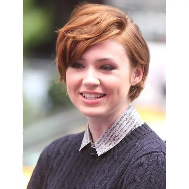 Wavy Copper Lace Front 8" Boycuts Modern Karen Gillan Wigs