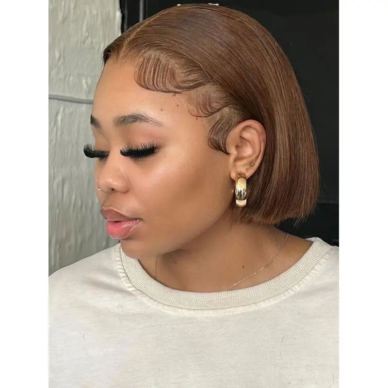 African American Short Wigs 8" Straight Remy Human Hair Wigs